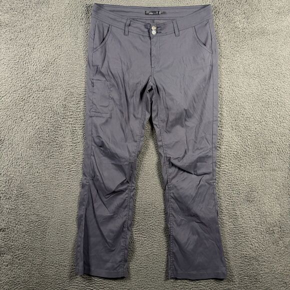 Prana Pants Womens 12 Gray Halle II Cargo Roll Up Convertible Stretch Hiking - Picture 1 of 11